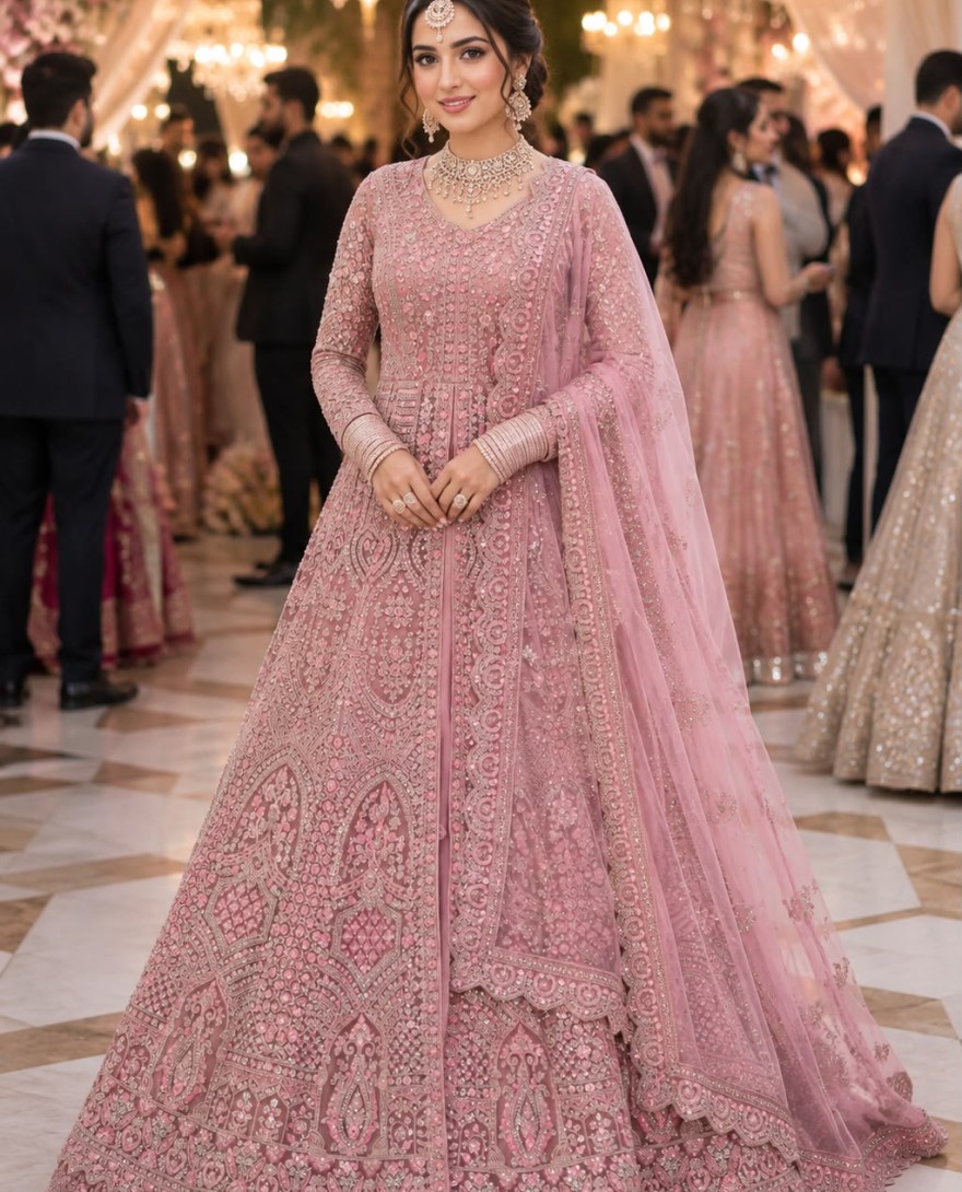 PINK - Net Lehenga Choli In Pink Colour